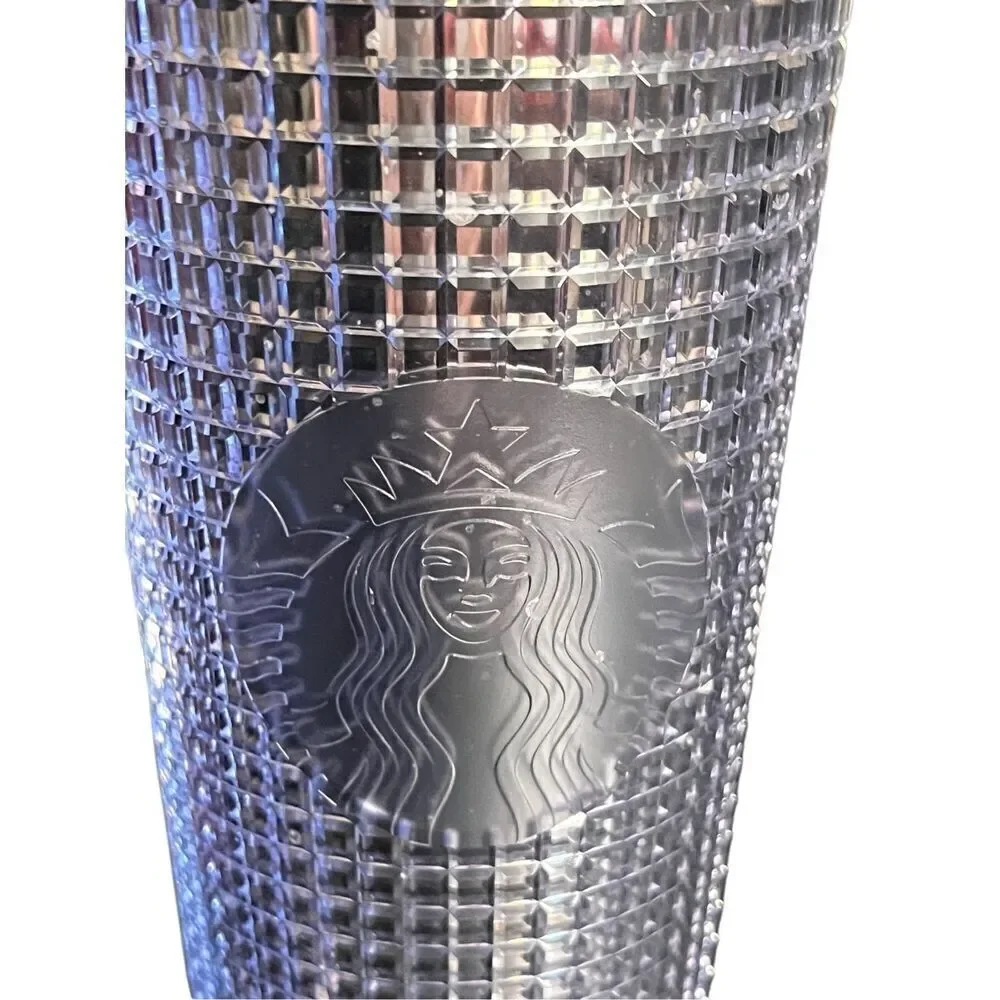 Starbucks Silver Jeweled Mirrored Holiday 24oz Venti Cold Travel Bling Tumbler
